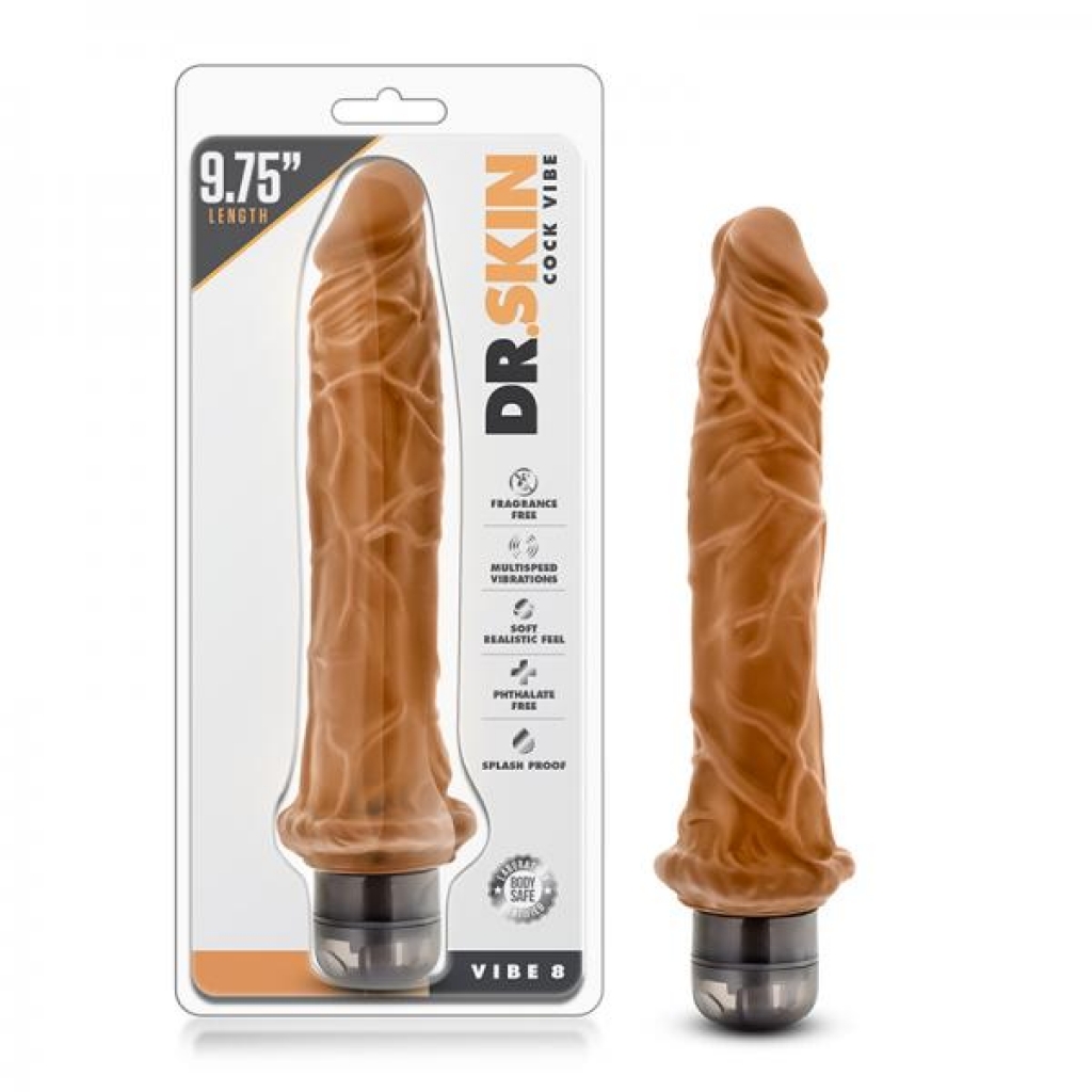 Dr. Skin - Cock Vibe - 9.75 Inch Vibrating Cock - Mocha - Blush