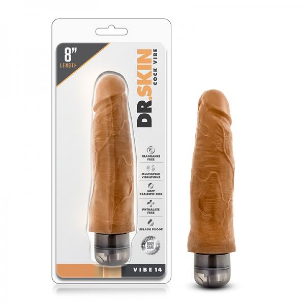 Dr. Skin - Cock Vibe - 8 Inch Vibrating Cock - Mocha - Blush