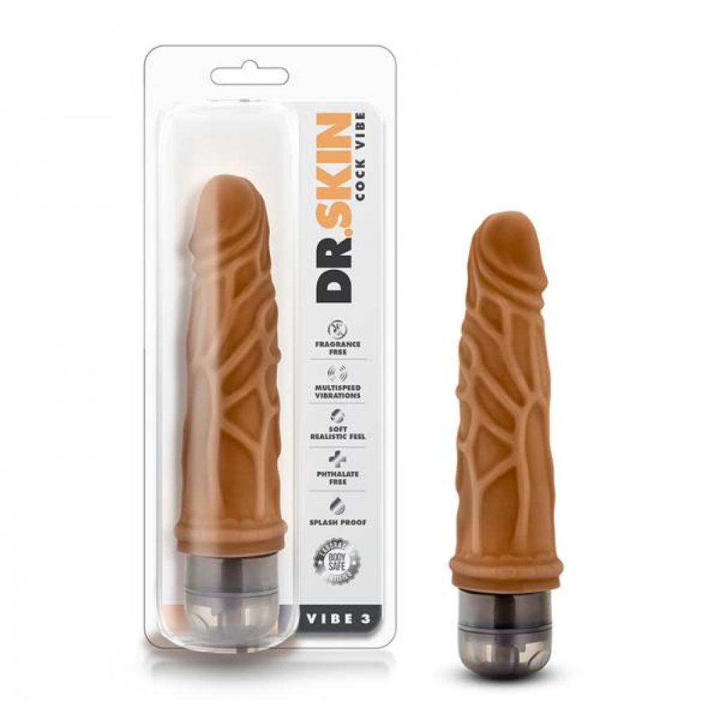 Dr. Skin - Cock Vibe - 7.25 Inch Vibrating Cock - Mocha - Blush