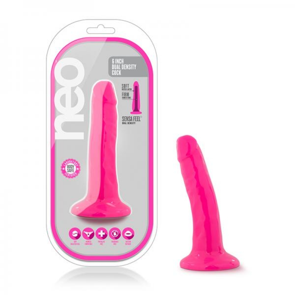 Neo - 5.5 Inch Dual Density Cock - Neon Pink - Blush