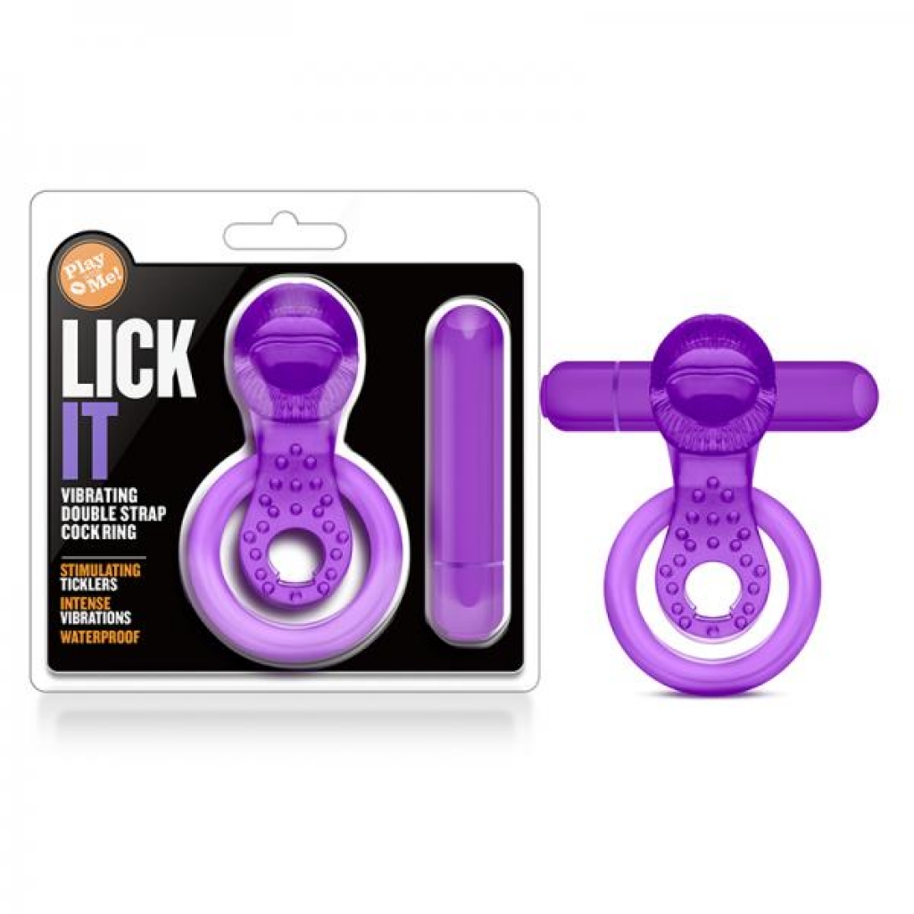 Play With Me - Lick It - Vibrating Double Strap Cockring - Purple - Blush