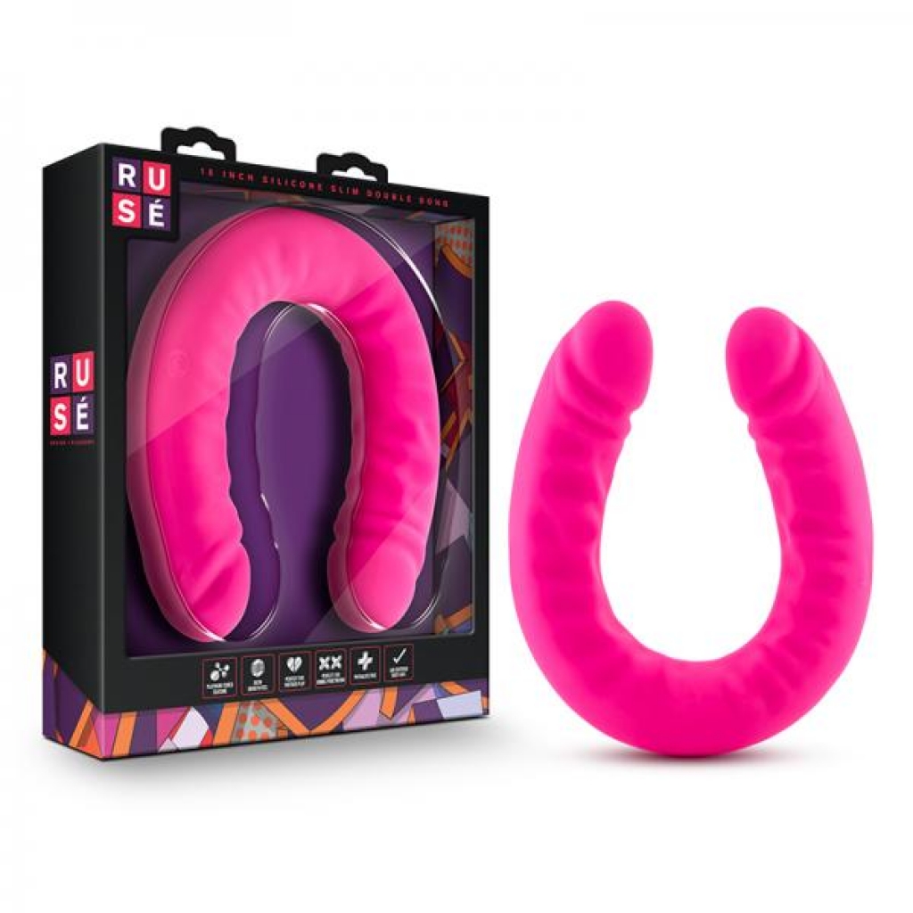 Ruse - 18 Inch Silicone Slim Double Dong - Hot Pink - Blush