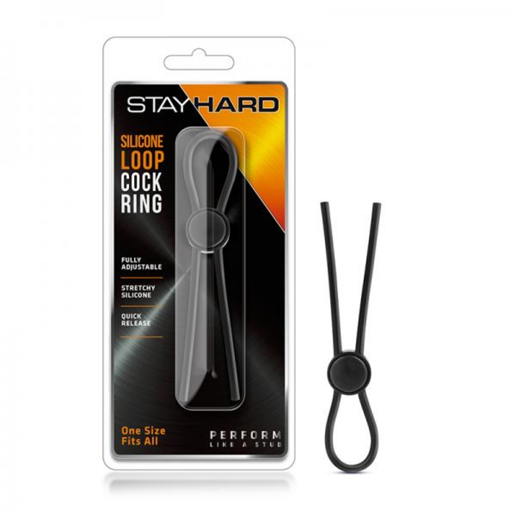 Stay Hard - Silicone Loop Cock Ring - Black - Blush