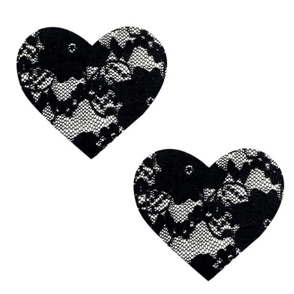 Neva Nude Pasty Heart Lace - Black