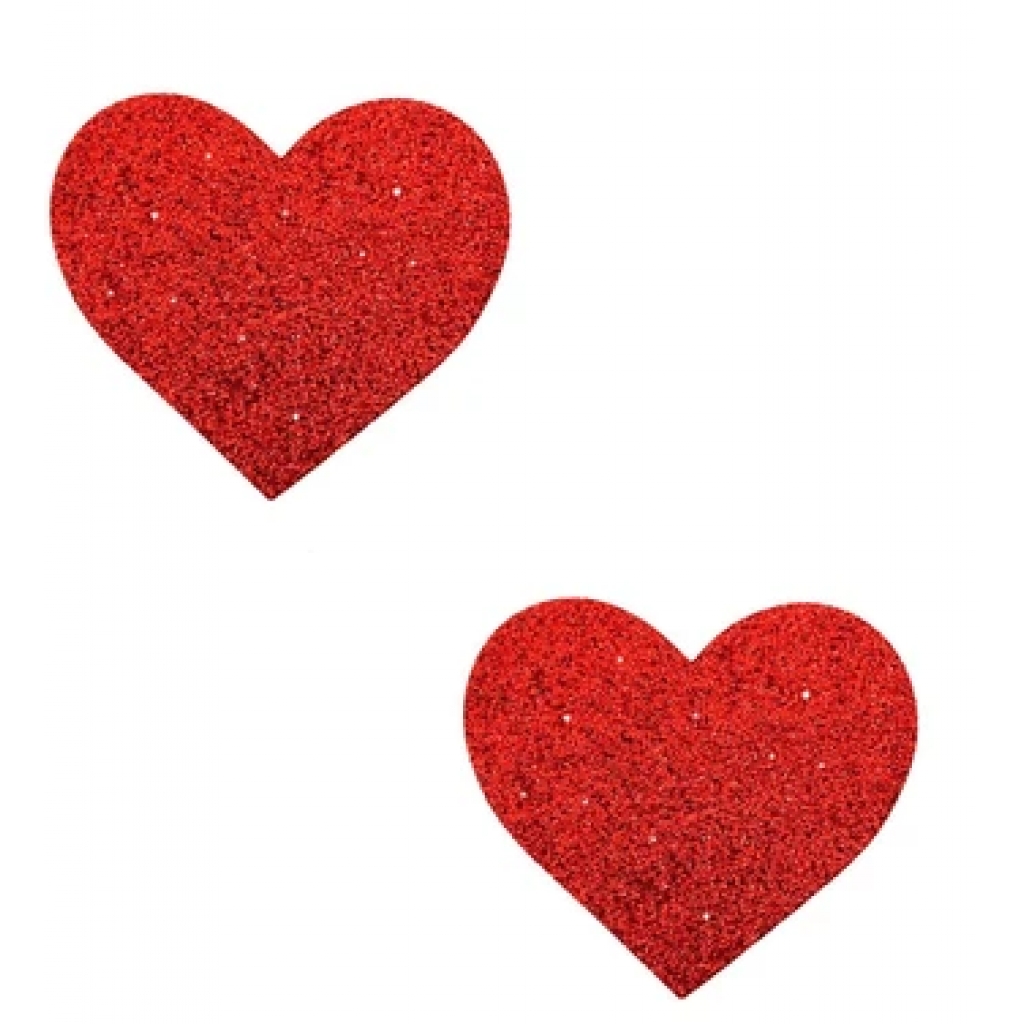 Neva Nude Pasty Hearts Glitter - Red