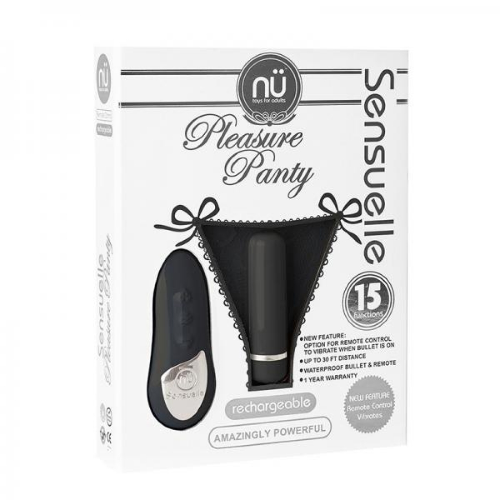 Sensuelle Pleasure Panty With Remote Control 15 Function Bullet - Black