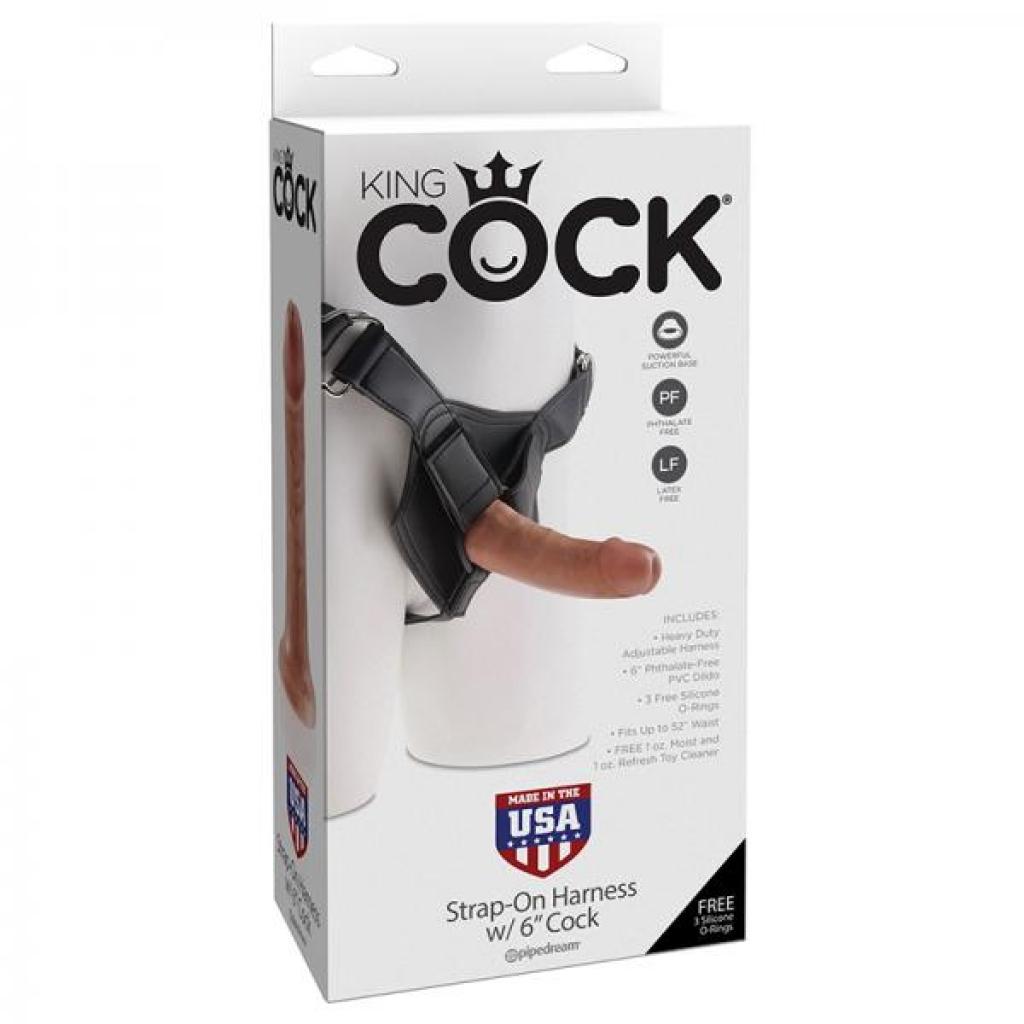 King Cock Strap-on Harness W/ 6in Cock Tan - Pipedream