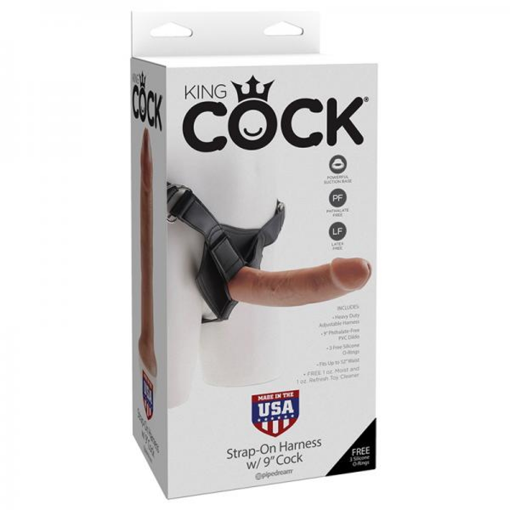 King Cock Strap-on Harness W/ 9in Cock Tan - Pipedream