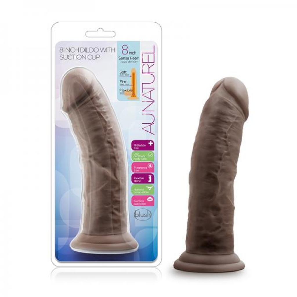 Au Naturel 8in Dildo with Suction Cup - Chocolate Delight