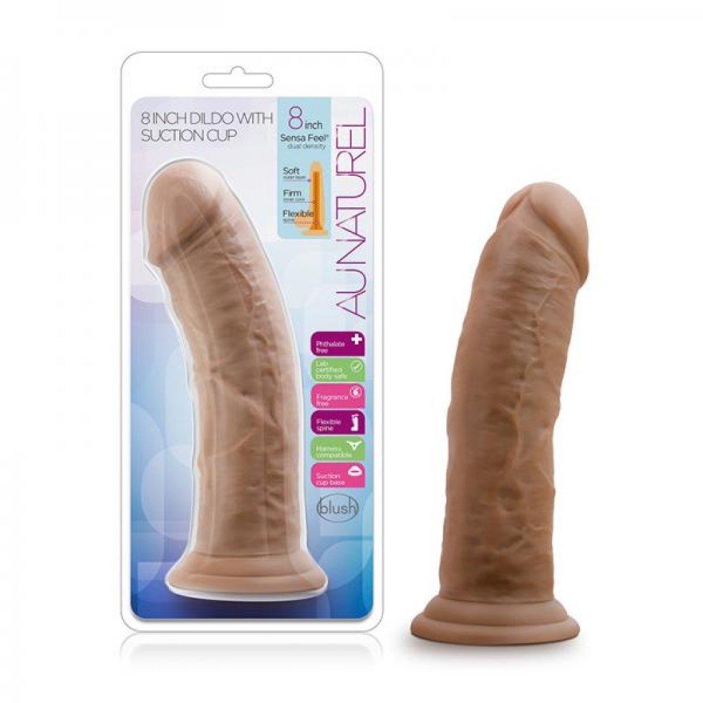 Au Naturel - 8-inch Dildo with Suction Cup - Mocha