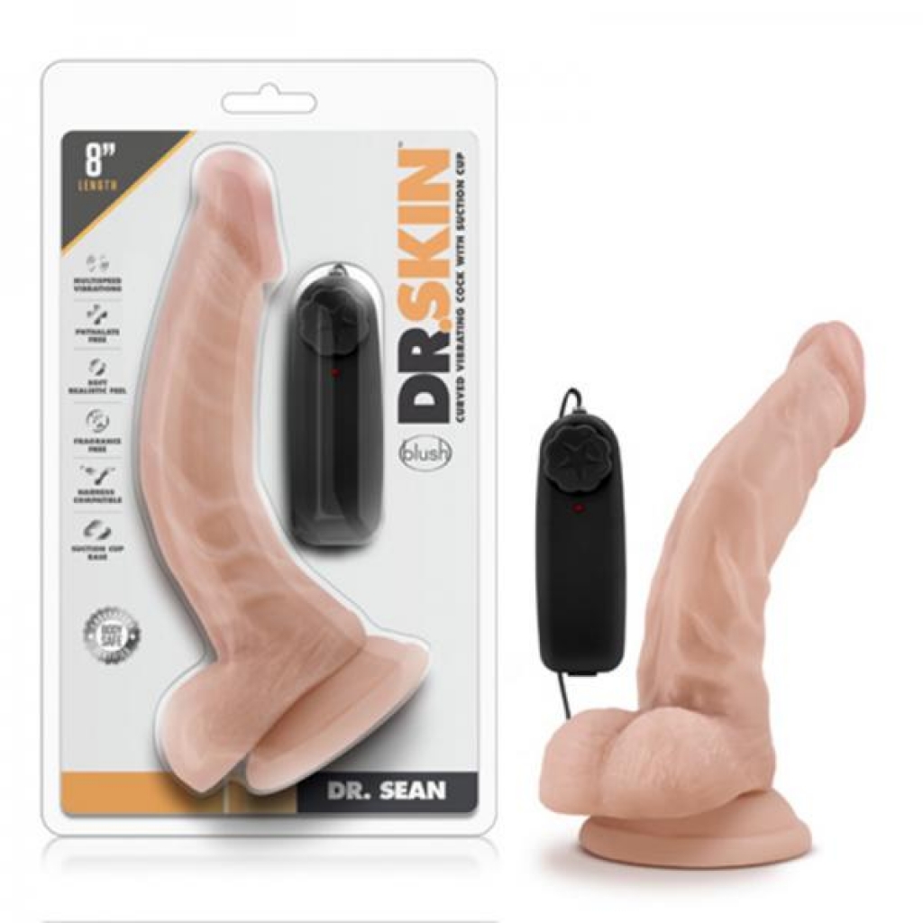 Dr. Skin - Dr. Sean - 8in Vibrating Cock With Suction Cup - Vanilla - Blush