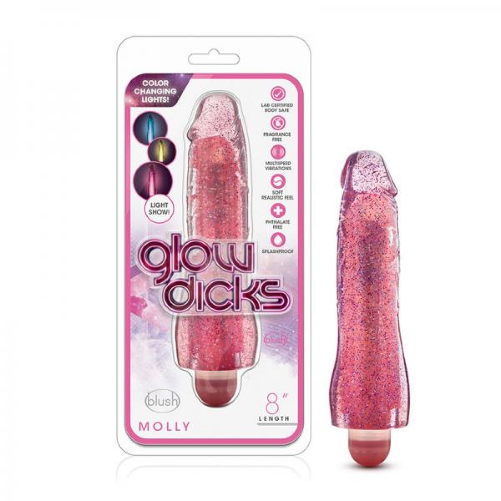 Glow Dicks - Molly Glitter Vibrator - Pink - Blush