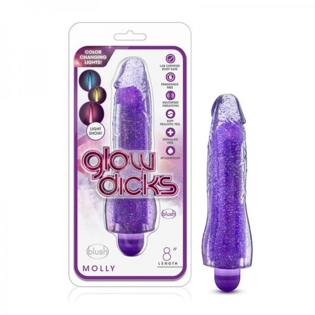 Glow Dicks - Molly Glitter Vibrator - Purple - Blush