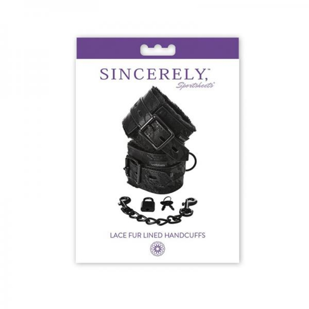 Sincerely, Ss Lace Fur Lined Handcuffs - Sportsheets