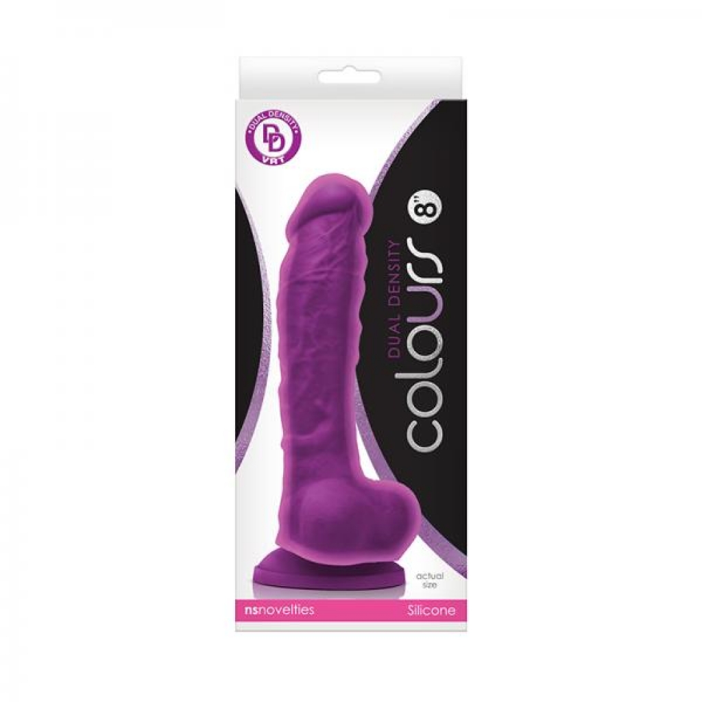 Colours Dual Density Silicone Dildo - 8in Purple