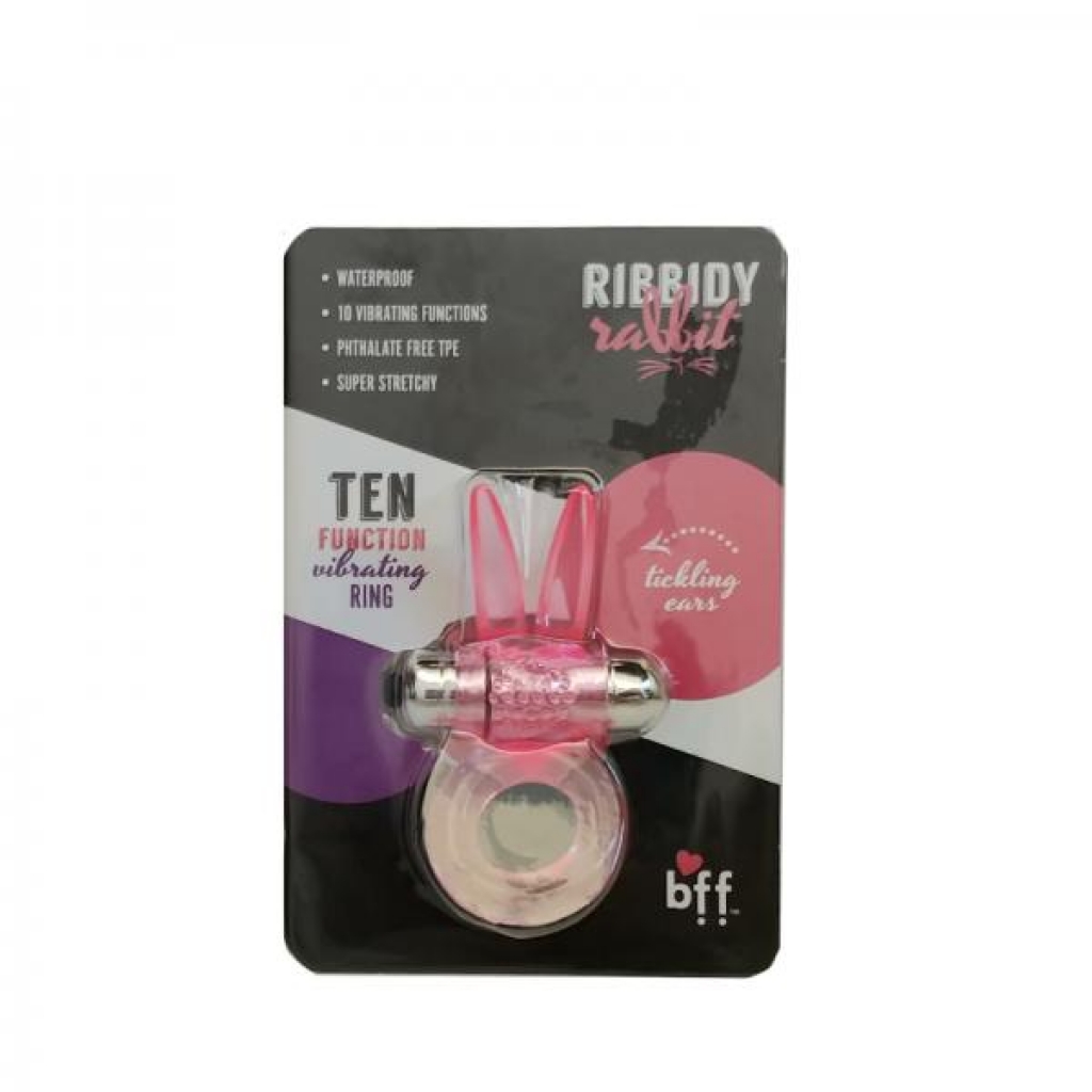 Ribbed Rabbit Vibrating Cockring Pink - Si Novelties