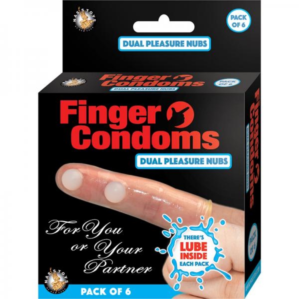 Finger Condoms with Dual Pleasure Nubs - 6 Pack