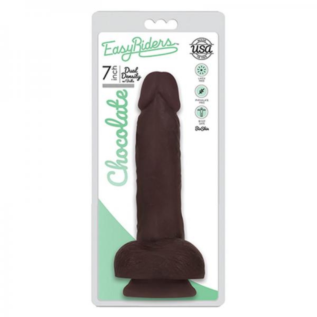 Easy Rider Bioskin Dual Density Dong 7in with Balls - Chocolate