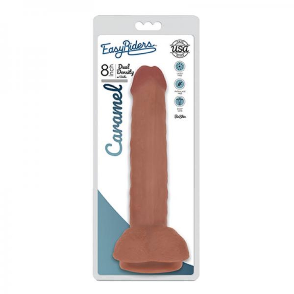 Easy Rider Bioskin Dual Density Dong 8in With Balls Caramel - Curve Novelties