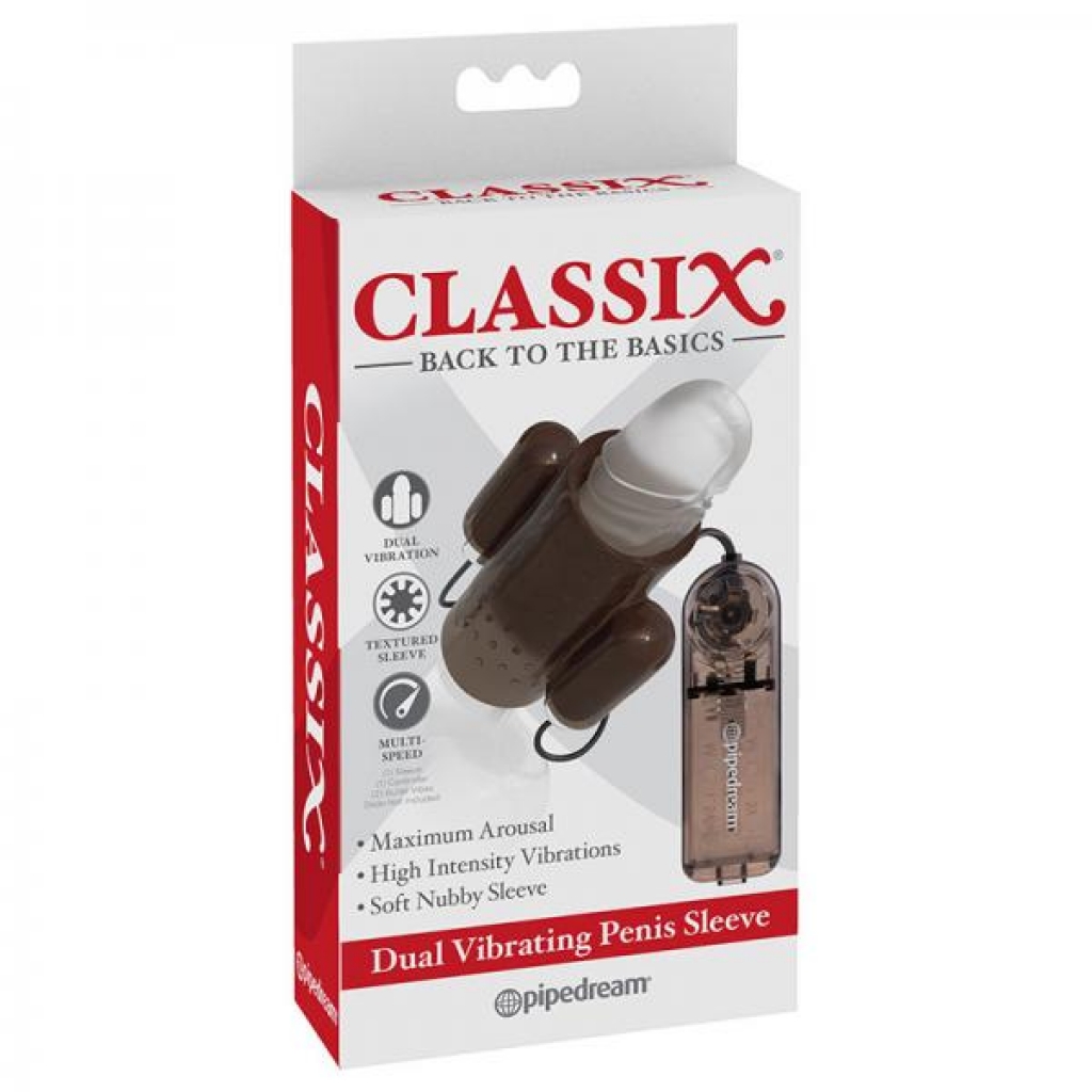 Classix Dual Vibrating Penis Sleeve Smoke - Pipedream