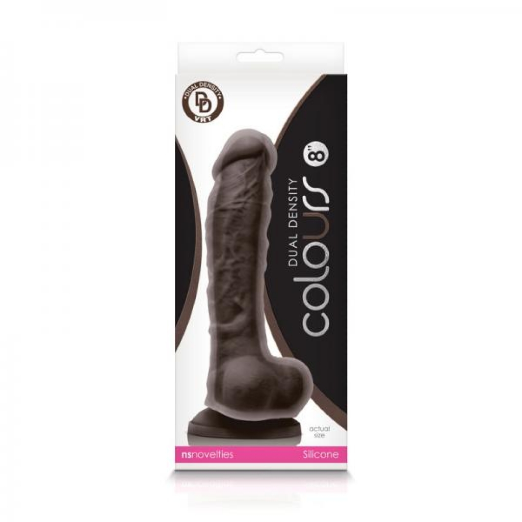 Colours - Dual Density - 8in Dildo - Dark Brown - Ns Novelties