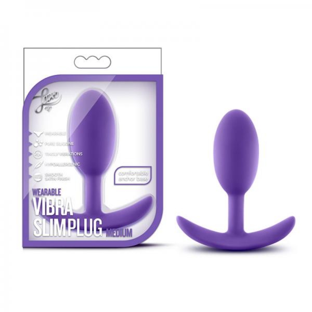 Luxe - Wearable Vibra Slim Plug - Medium - Purple - Blush Novelties