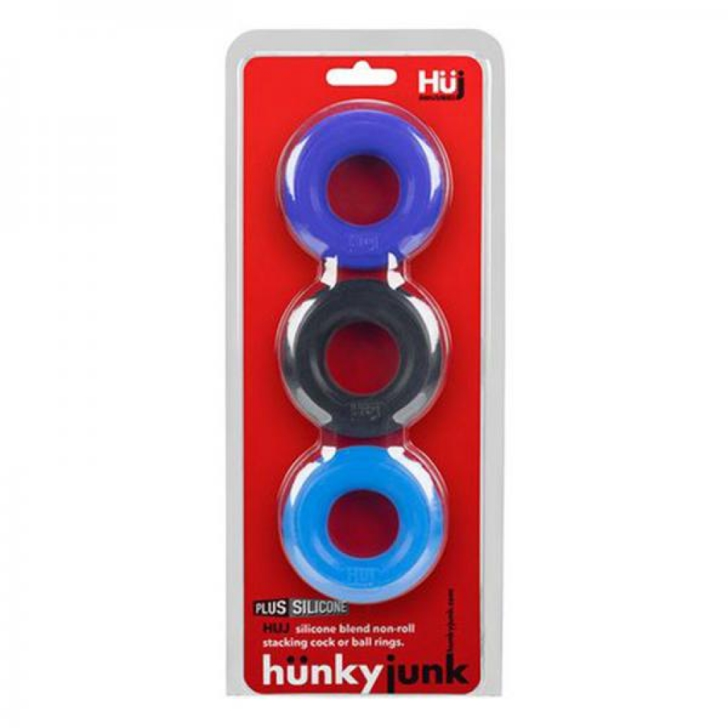 Hunkyjunk Huj3 3-pack C-ring,  Blue Multi - Oxballs