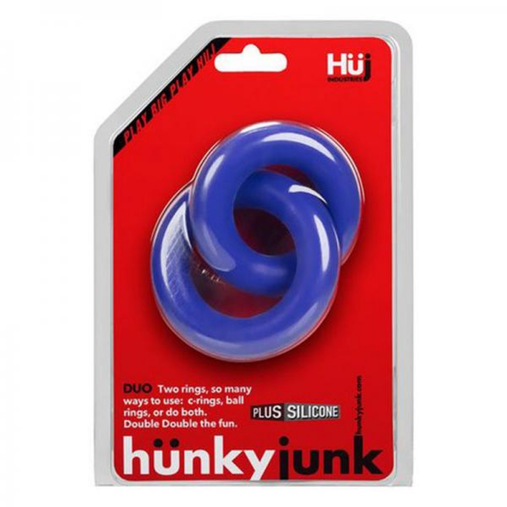 Hunkyjunk Duo Linked Cock/ball Rings, Cobalt - Oxballs