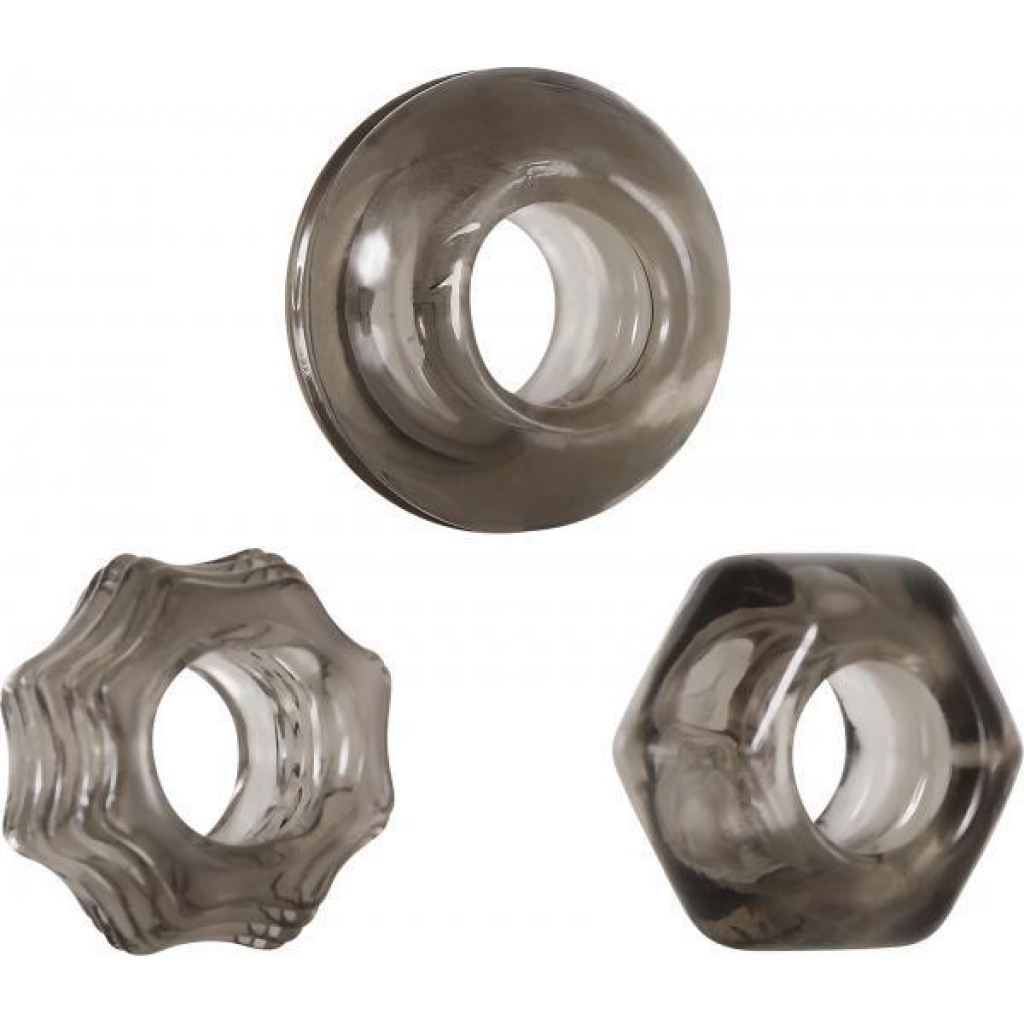 Triple Thick Cock Ring Trio Smoke - Zero Tolerance