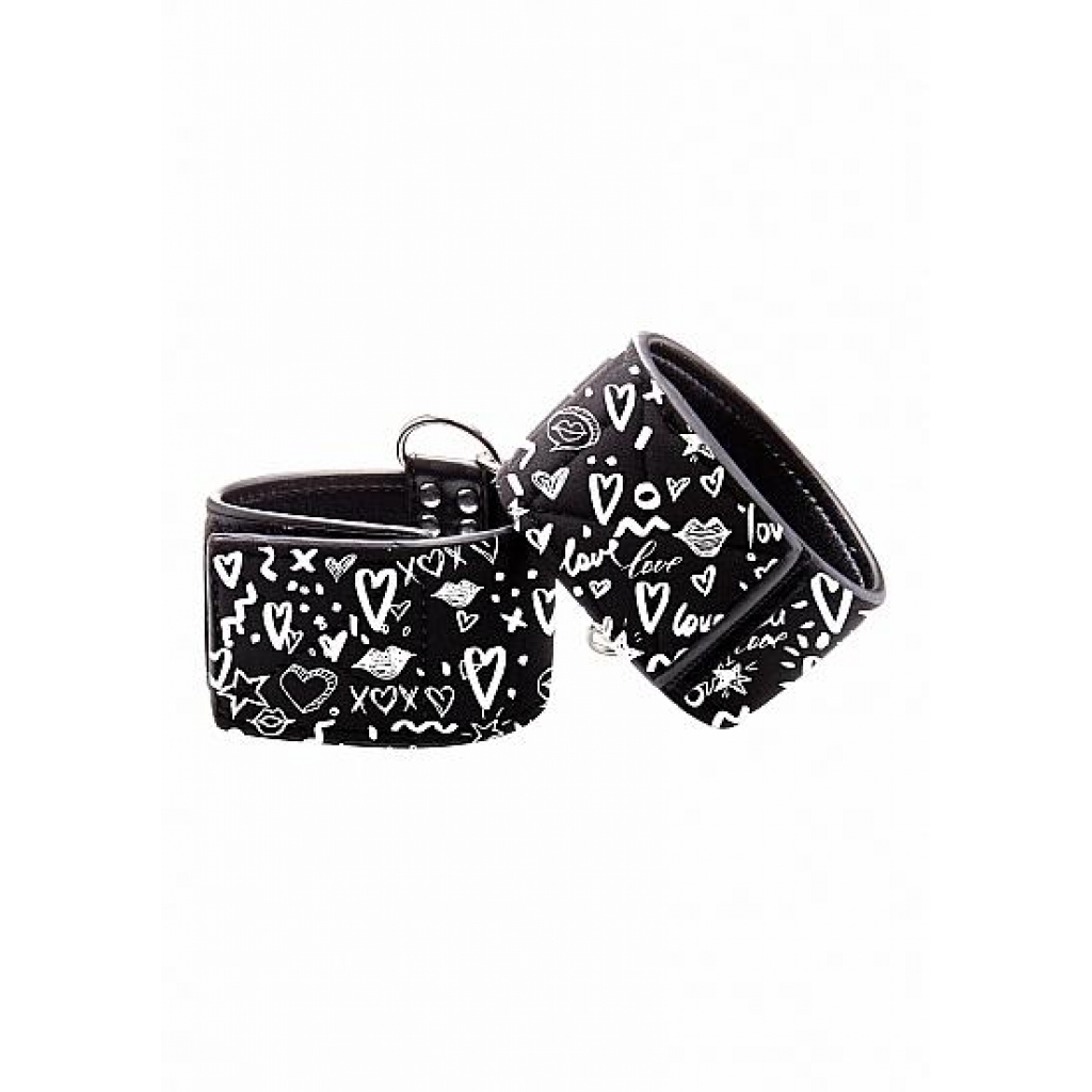 Printed Handcuffs Love Street Art Fashion - Black