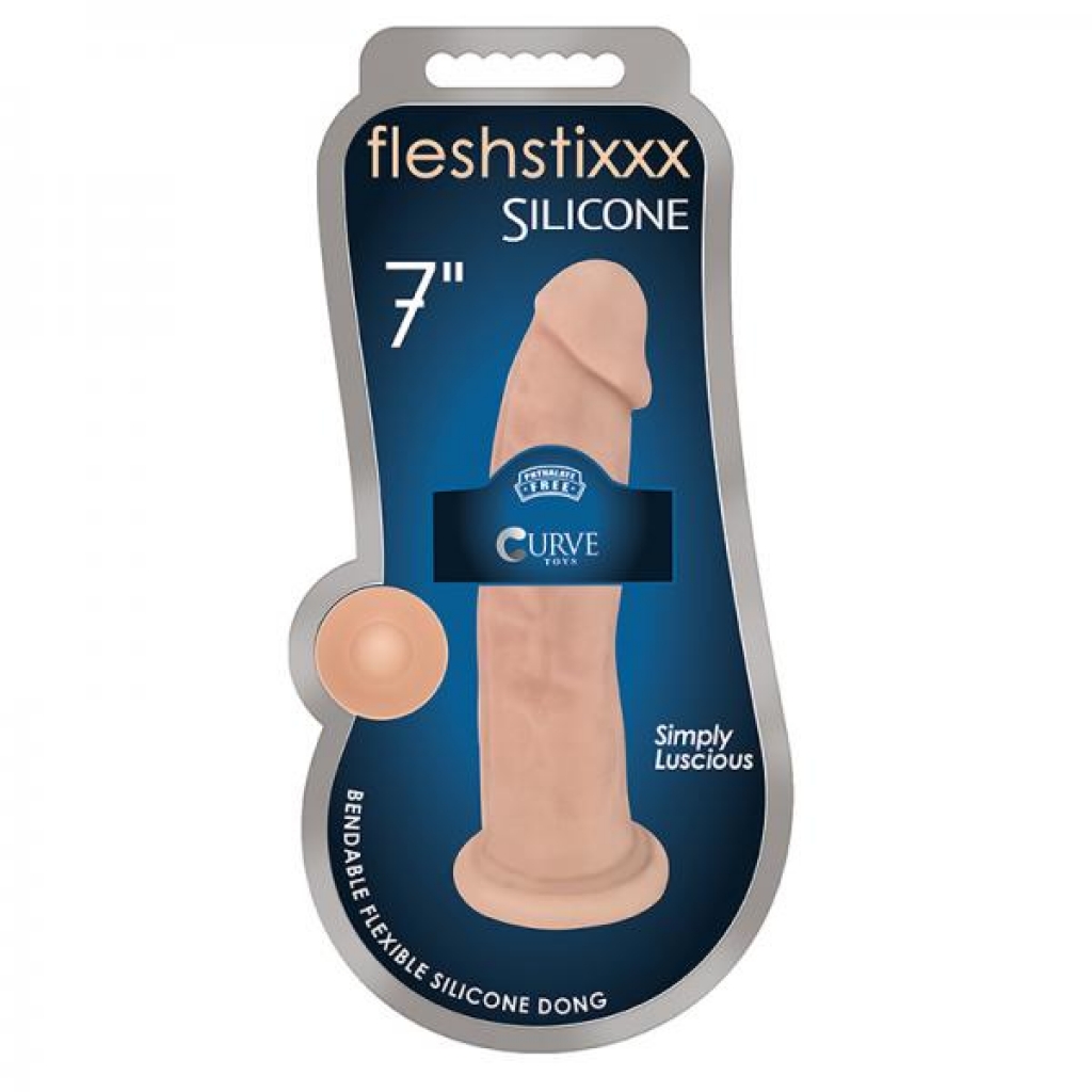 Flexible 7-Inch Vanilla Silicone Dildo with Strong Suction Base