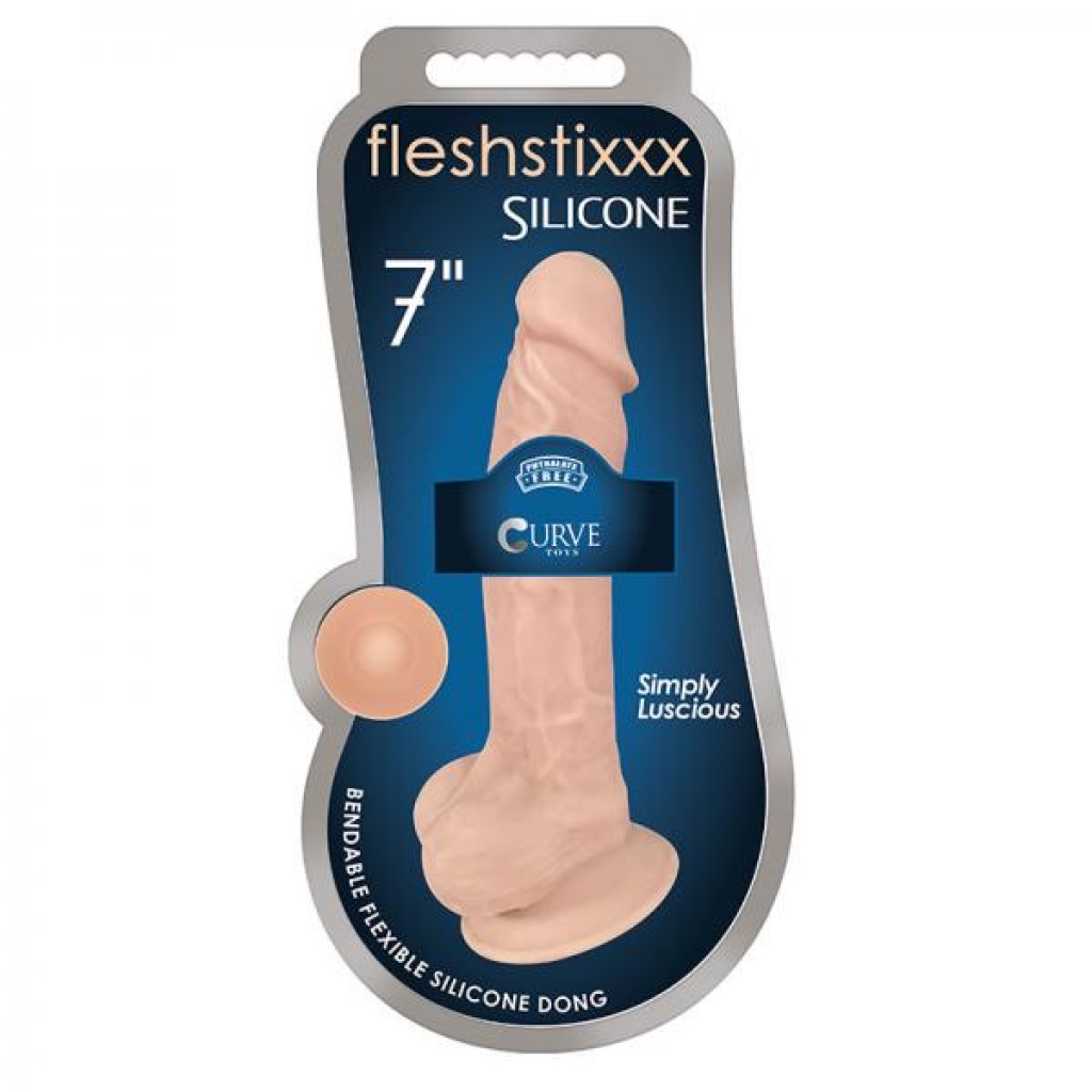 Fleshstixxx Silicone Silexpan Dildo with Balls - 7 inches Vanilla