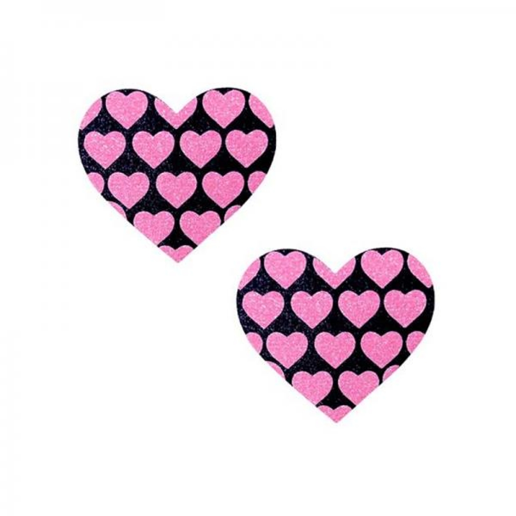 Neva Nude Pasty Hearts On Heart UV Ne Pink/Black