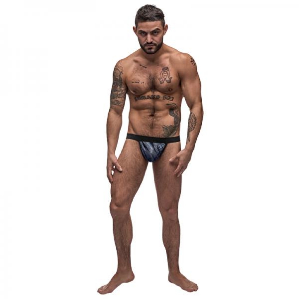 Male Power Blue Streak Posing Strap - Sporty Comfort