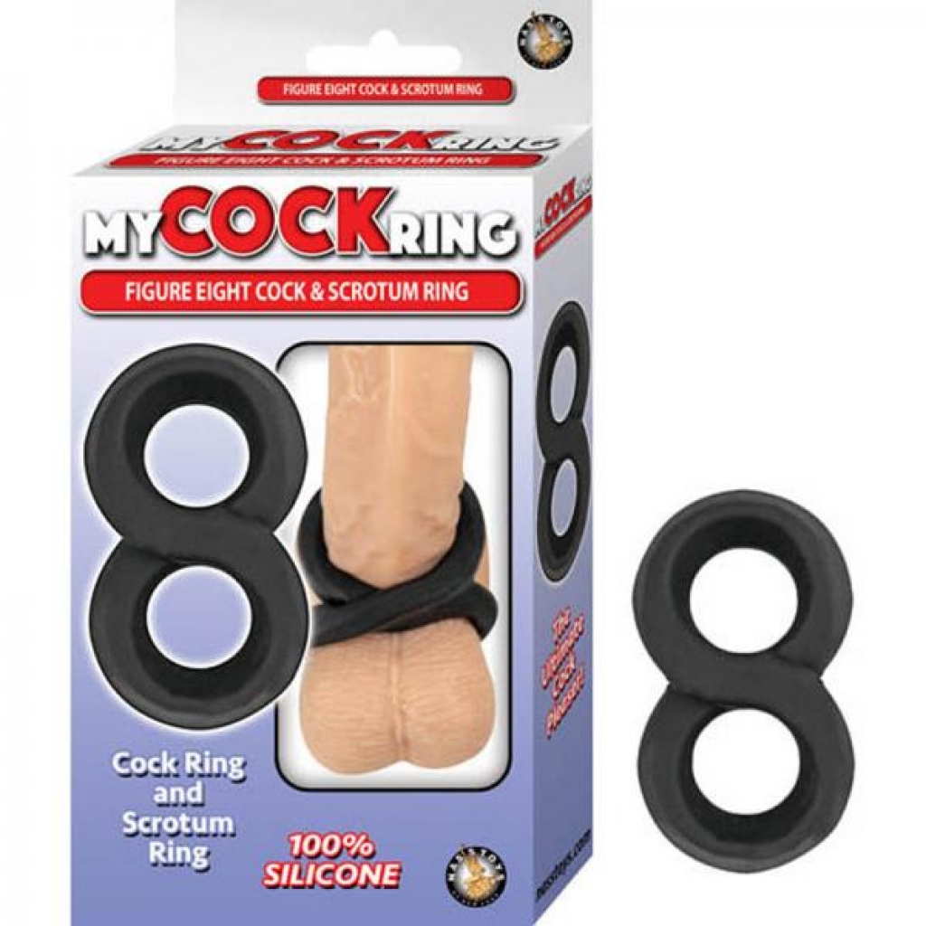 My Cockring Figure Eight Cock & Scrotum Ring Black - Nasstoys