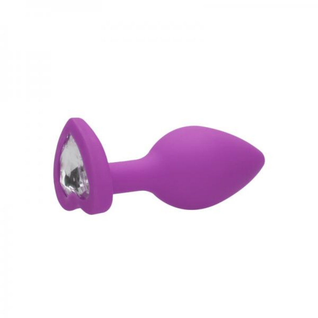 Diamond Heart Butt Plug - Regular - Purple - Shots