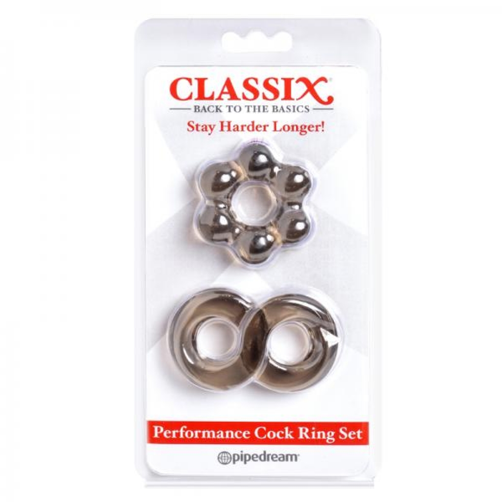 Classix Performance Cock Ring Set - Smoke