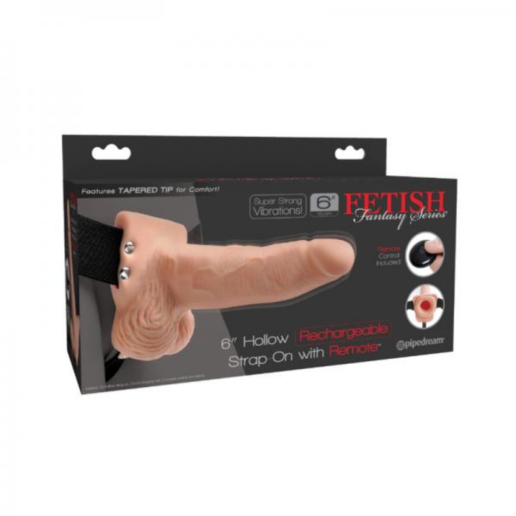 Fetish Fantasy 6in Hollow Rechargeable Strap-on With Remote, Flesh - Pipedream