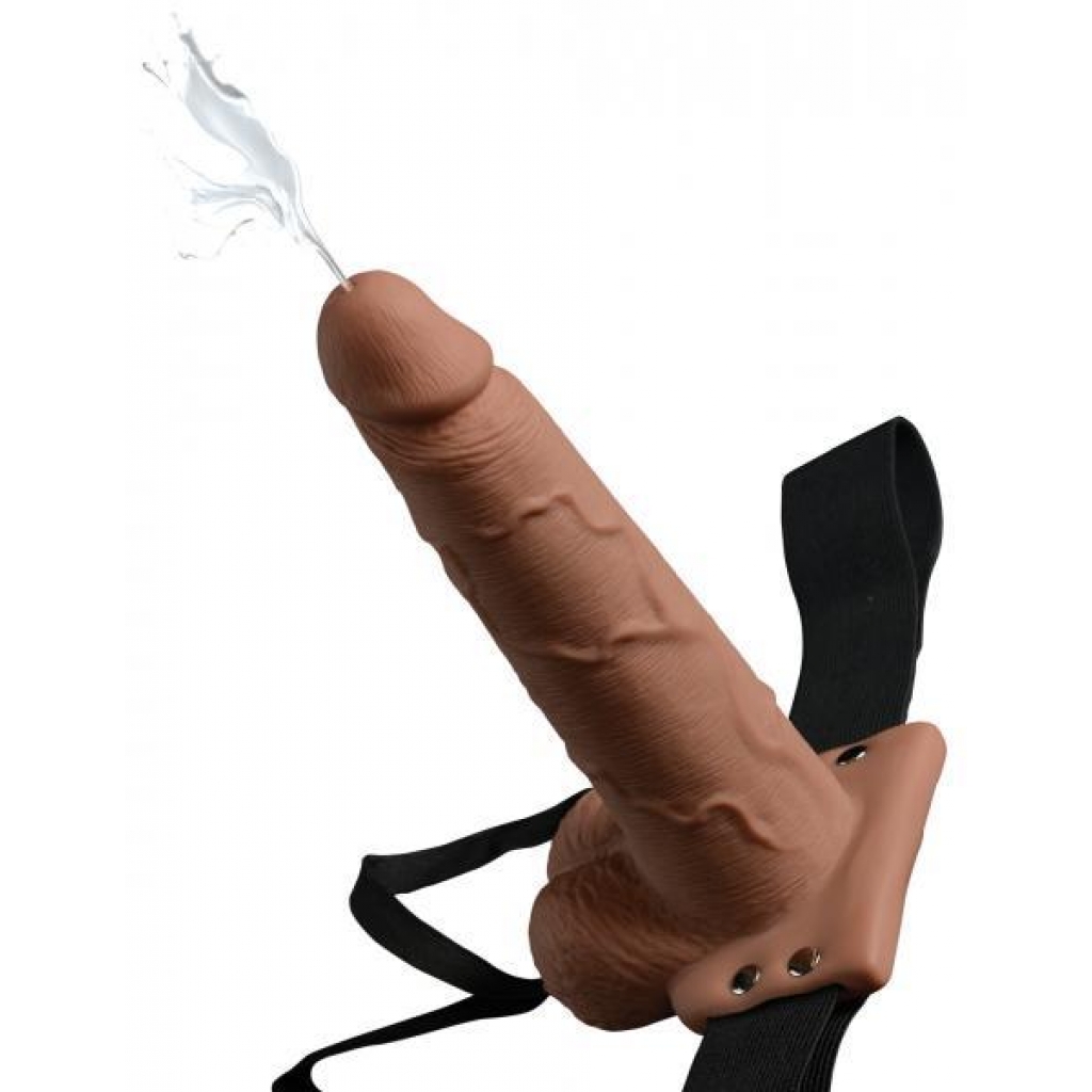 Fetish Fantasy 7.5in Hollow Squirting Strap-on With Balls, Tan - Pipedream