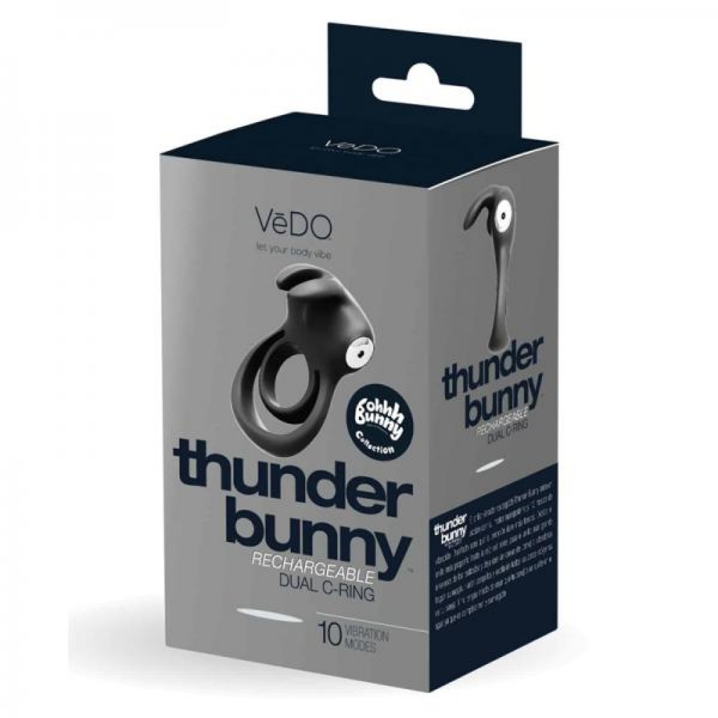 Vedo Thunder Rechargeable Dual Cockring - Black