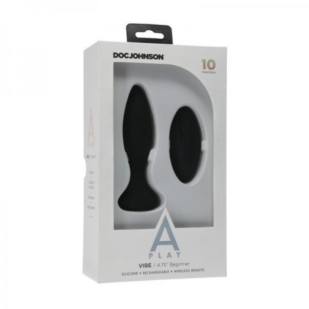 A-play Vibe Beginner Rechargeable Silicone Anal Plug With Remote Black - Doc Johnson