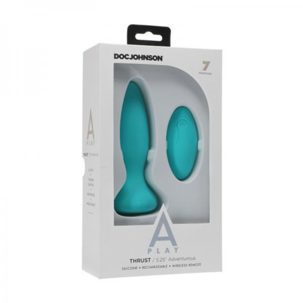 A-play Thrust Adventurous Rechargeable Silicone Anal Plug With Remote Teal - Doc Johnson
