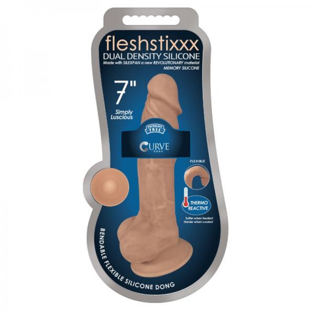 Fleshstixxx 7-inch Silicone Dildo with Balls - Latte