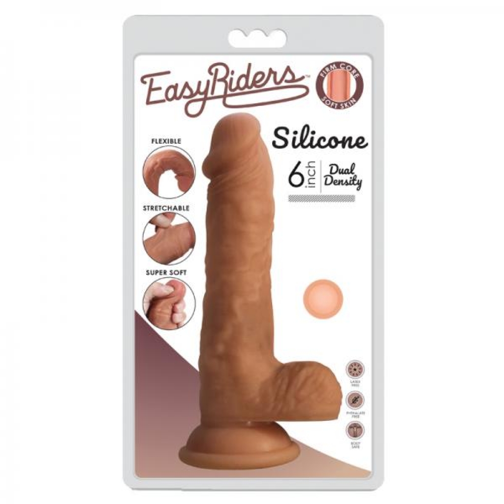 Easy Riders 6in Dual Density Silicone Dong With Balls - Curve Novelties