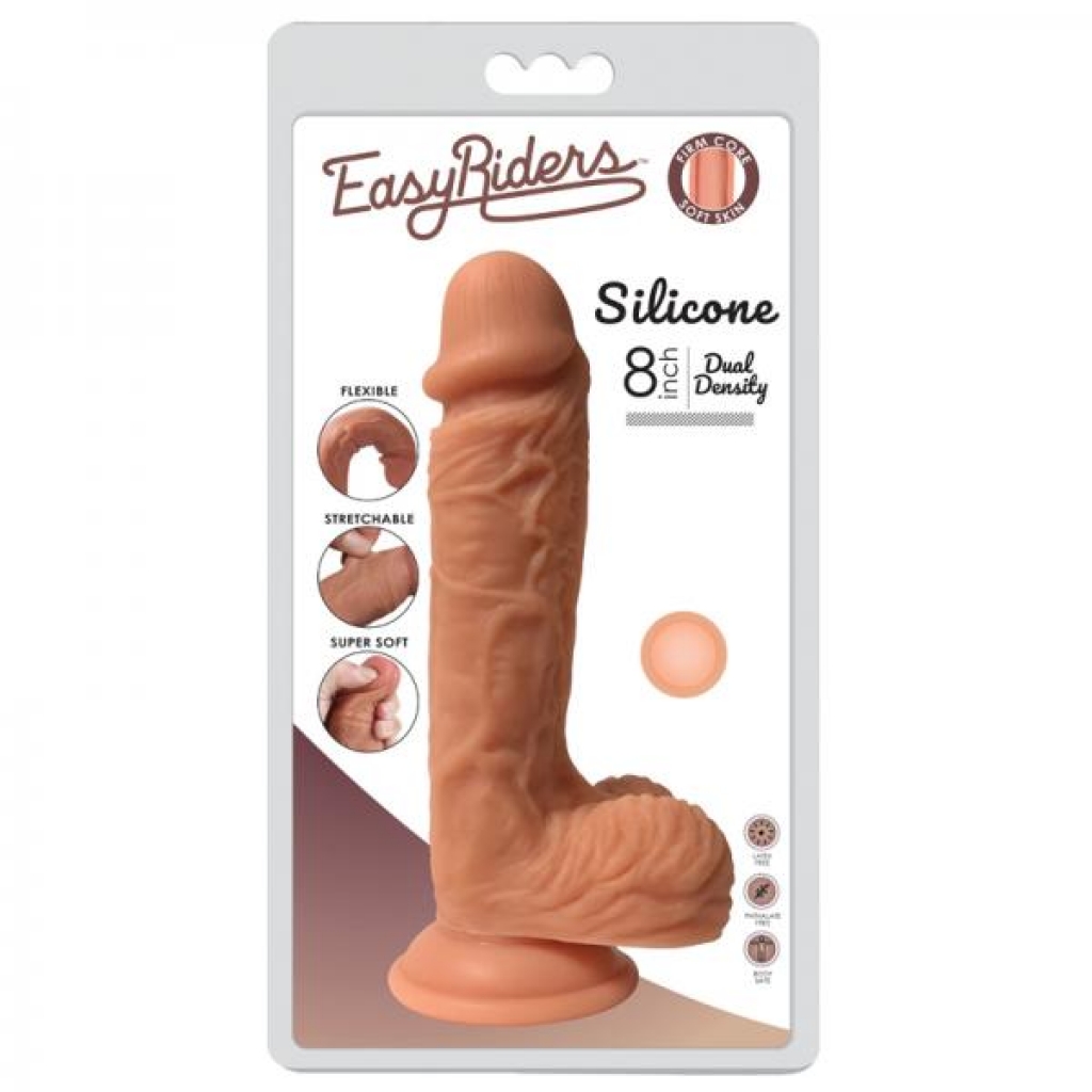 Easy Riders 8in Dual Density Silicone Dong With Balls - Curve Novelties