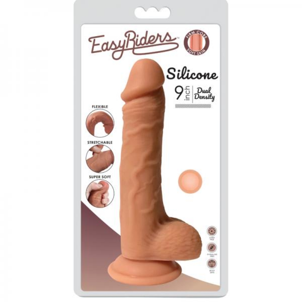 Easy Riders 9in Dual Density Silicone Dong With Balls - Curve Novelties