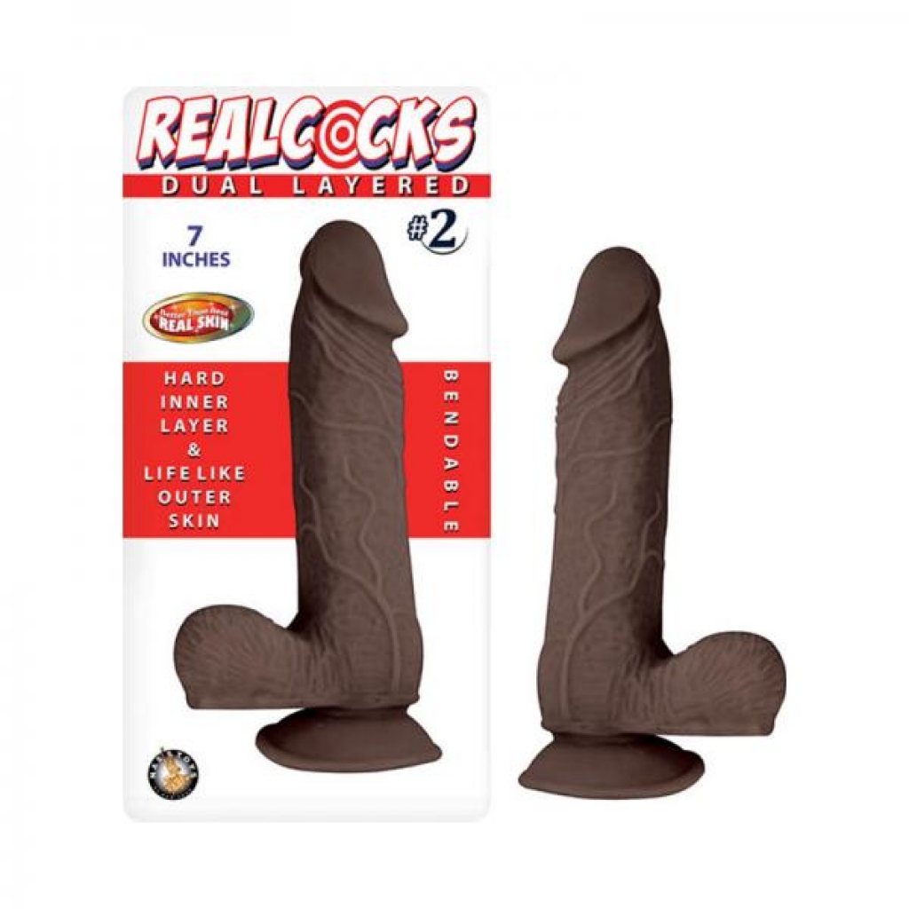 Realcocks Dual Layered #2 7in Dark Brown - Nasstoys