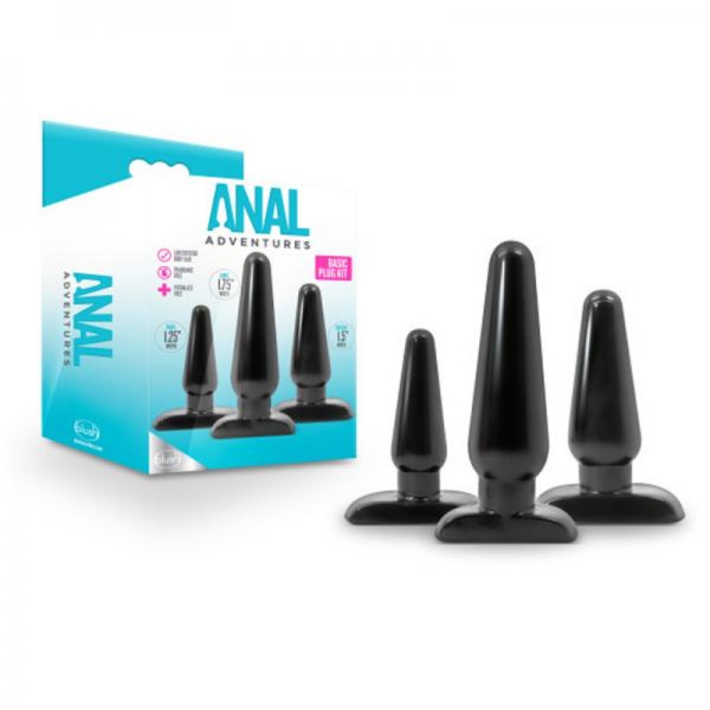 Anal Adventures Basic Plug Kit - Black