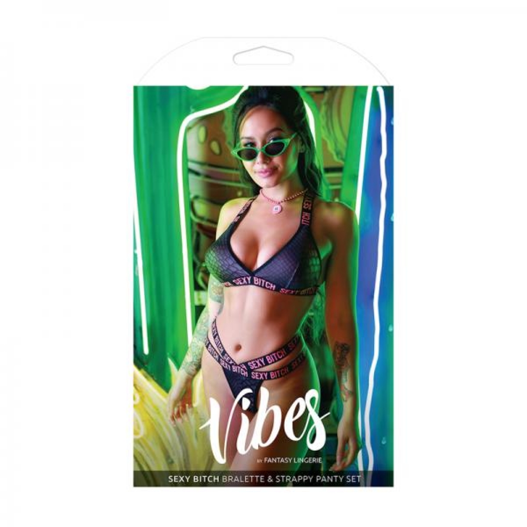 Vibes Sexy Bitch Reptile Print Set - Black (S/M)