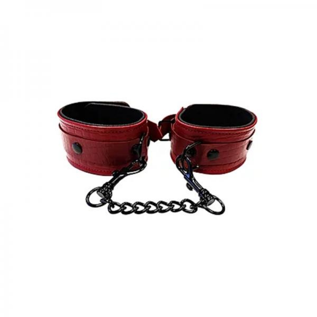 Leather Wrist Cuffs Burgunday & Black Accessories - Rouge Garments